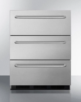 Summit SP6DSSTBOS7ADA Three-Drawer Commercial Outdoor All-Refrigerator In Ada Compliant Height, Fully Stainless Steel With Automatic Defrost And Towel Bar Handles Outdoor Refrigerators,outdoor mini fridge
