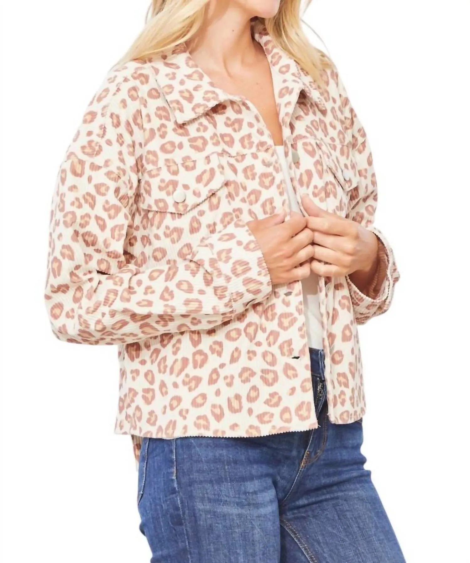 Sweet Paradise Leopard Shacket In Cream Multi