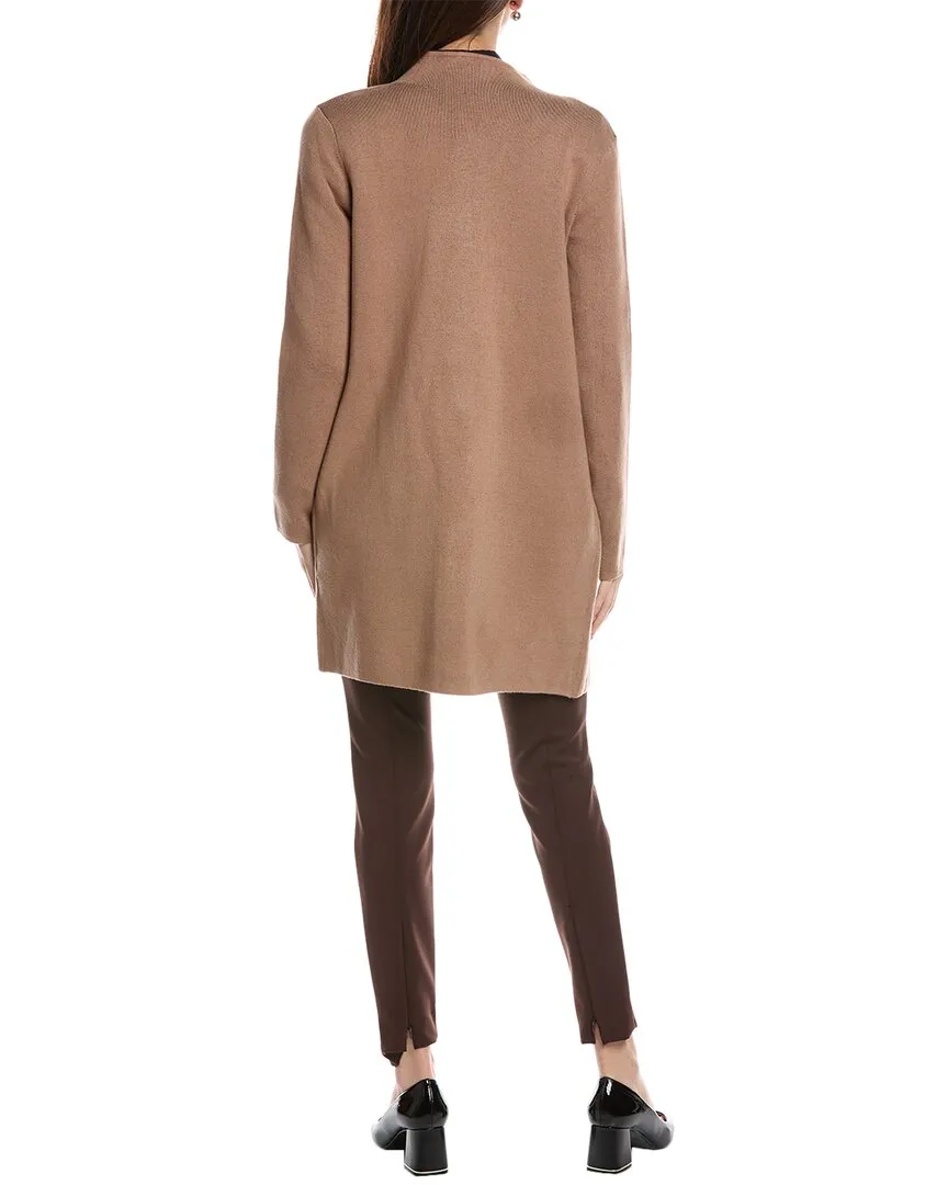 T Tahari Contrast Color Funnel Neck Coat