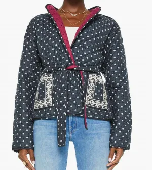 Tamil Dot Silk Jacket In Black Raven