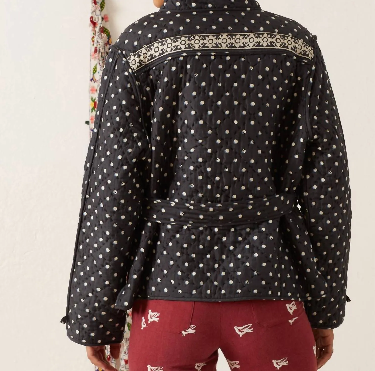 Tamil Dot Silk Jacket In Black Raven