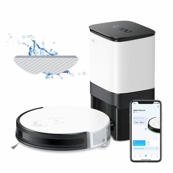 Tapo RV10 Plus, Robot Vacuum & Mop & Smart Auto Empty Dock,25Watts ,0.35Lit, White robot vacuum, handheld vacuum