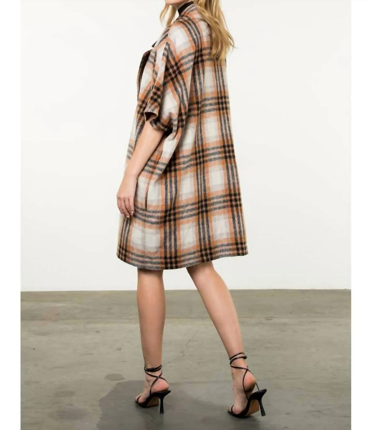 Tatienne Plaid Coat In Burnt Orange/tan
