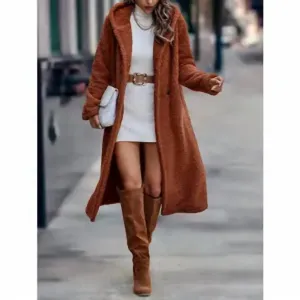 Teddy Hooded Coat In Rust