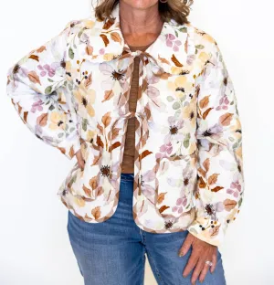 The Lorelai Floral Quilted Jacket In Ivory