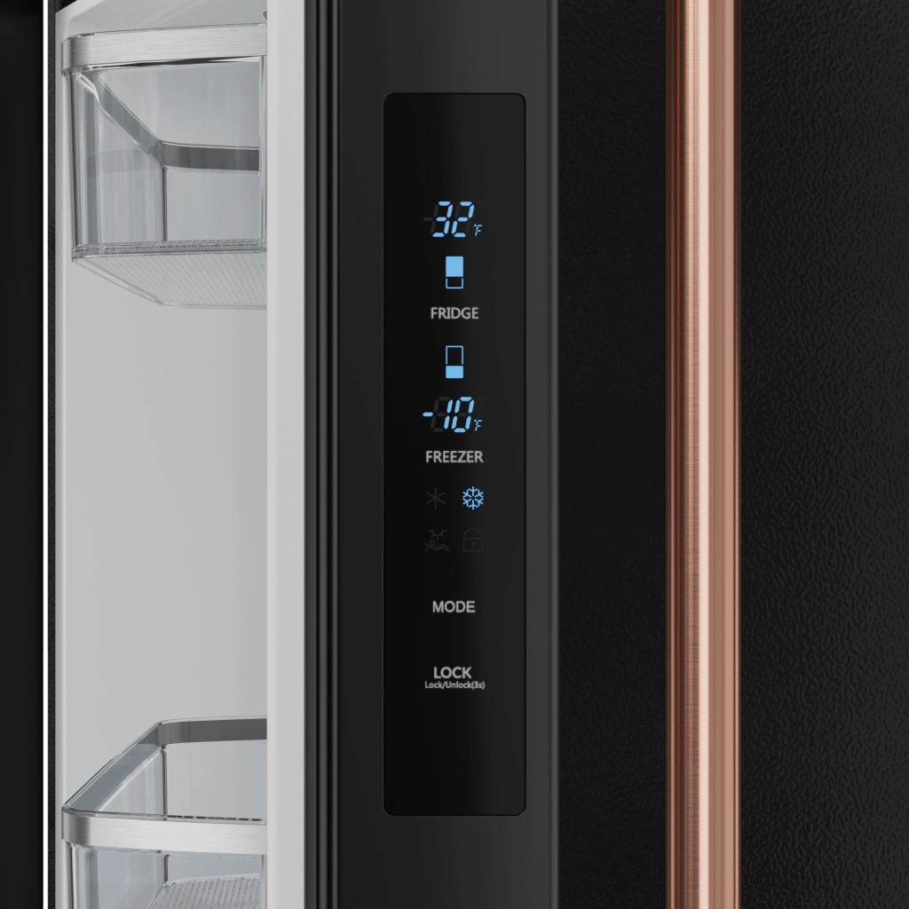 Thor Kitchen RF3017FFD00RSG 30 Inch 17.7 Cu Ft French Door Counter Depth Refrigerator With Ice Maker In Black/Rose Gold Gordon Ramsay Series - Rf3017Ffd00-Rsg