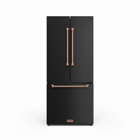 Thor Kitchen RF3017FFD00RSG 30 Inch 17.7 Cu Ft French Door Counter Depth Refrigerator With Ice Maker In Black/Rose Gold Gordon Ramsay Series - Rf3017Ffd00-Rsg Freestanding Refrigerators freestanding fridge freezer combo