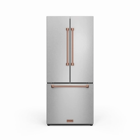Thor Kitchen RF3017FFD99RSG 30 Inch 17.7 Cu Ft French Door Counter Depth Refrigerator With Ice Maker In Stainless Steel/Rose Gold Gordon Ramsay Series - Rf3017Ffd99-Rsg Freestanding Refrigerators freestanding fridge freezer combo