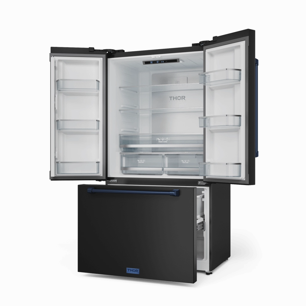 Thor Kitchen RF3621CTD00BLU 36 Inch 20.3 Cu Ft French Door Counter Depth Refrigerator With Ice Maker In Black/Navy Blue Gordon Ramsay Series - Rf3621Ctd00-Blu