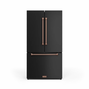 Thor Kitchen RF3621CTD00RSG 36 Inch 20.3 Cu Ft French Door Counter Depth Refrigerator With Ice Maker In Black/Rose Gold Gordon Ramsay Series - Rf3621Ctd00-Rsg Freestanding Refrigerators freestanding fridge freezer combo