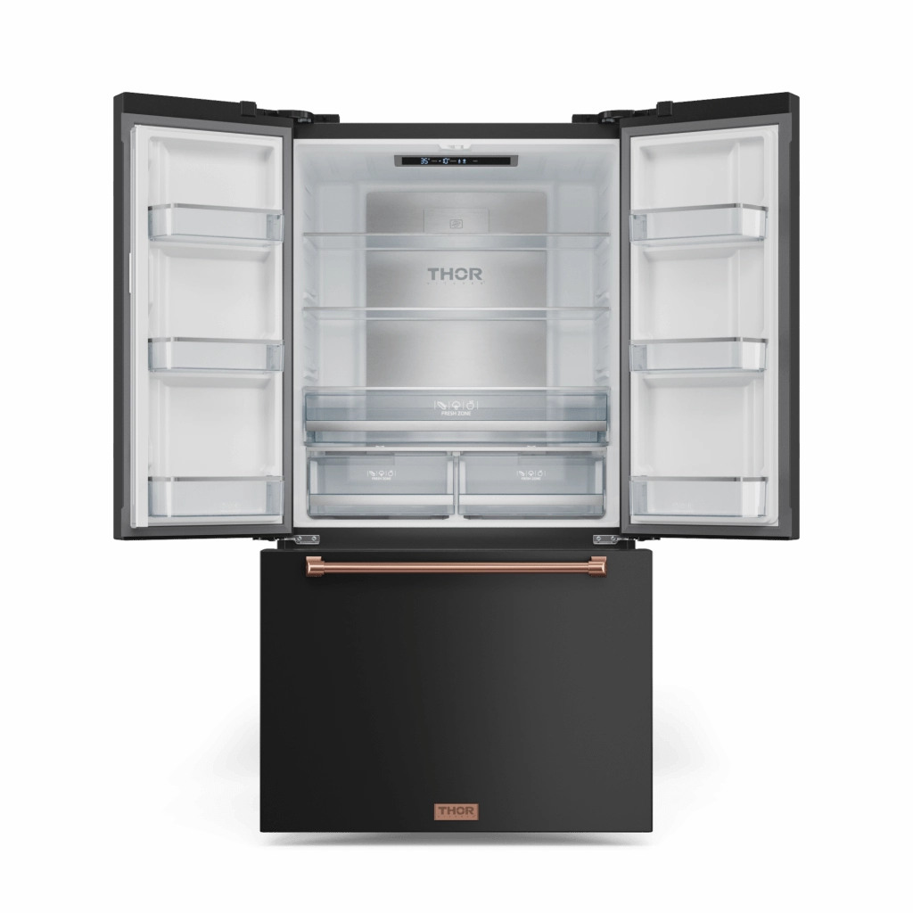 Thor Kitchen RF3621CTD00RSG 36 Inch 20.3 Cu Ft French Door Counter Depth Refrigerator With Ice Maker In Black/Rose Gold Gordon Ramsay Series - Rf3621Ctd00-Rsg