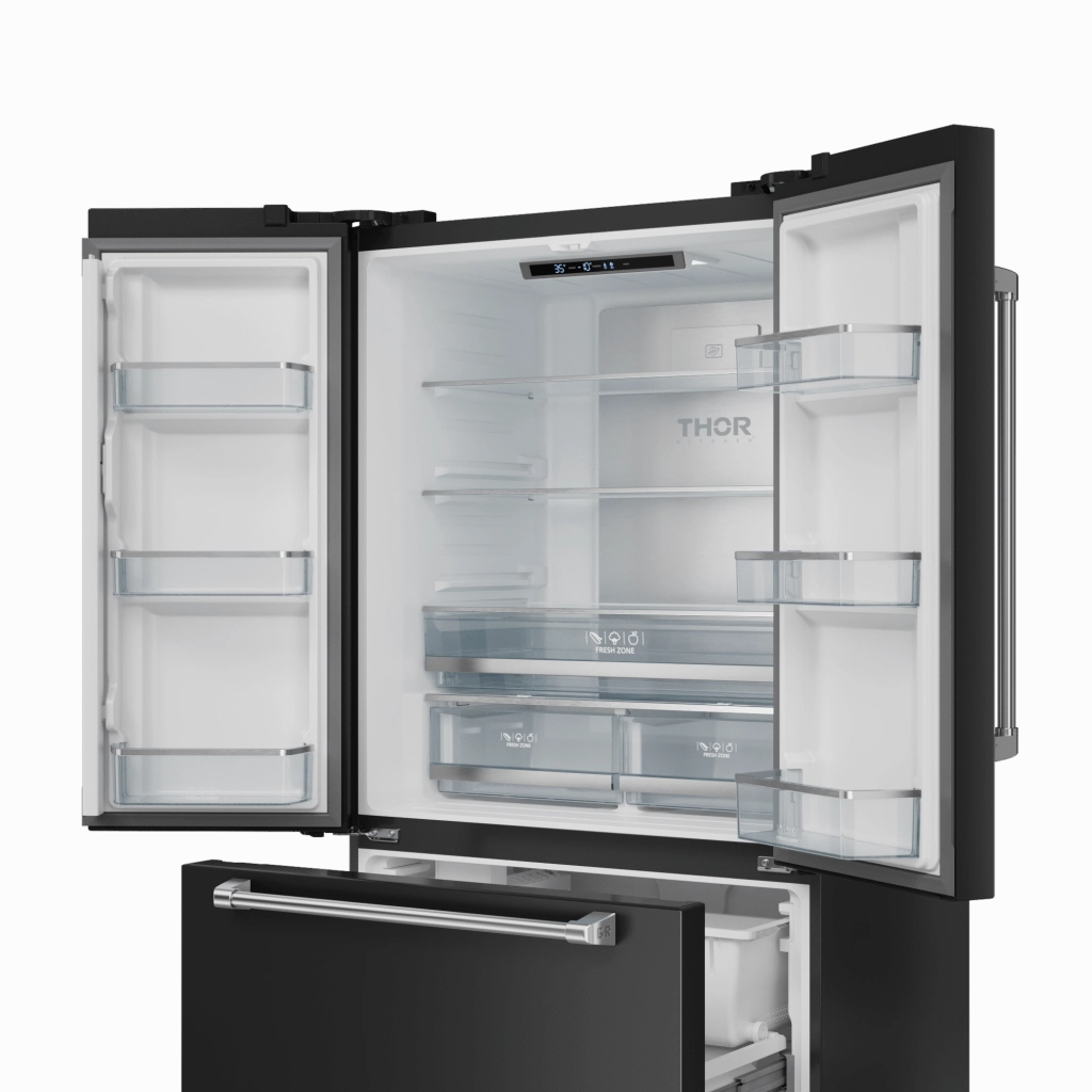 Thor Kitchen RF3621CTD00SS 36 Inch 20.3 Cu Ft French Door Counter Depth Refrigerator With Ice Maker In Black/Stainless Steel Gordon Ramsay Series - Rf3621Ctd00-Ss