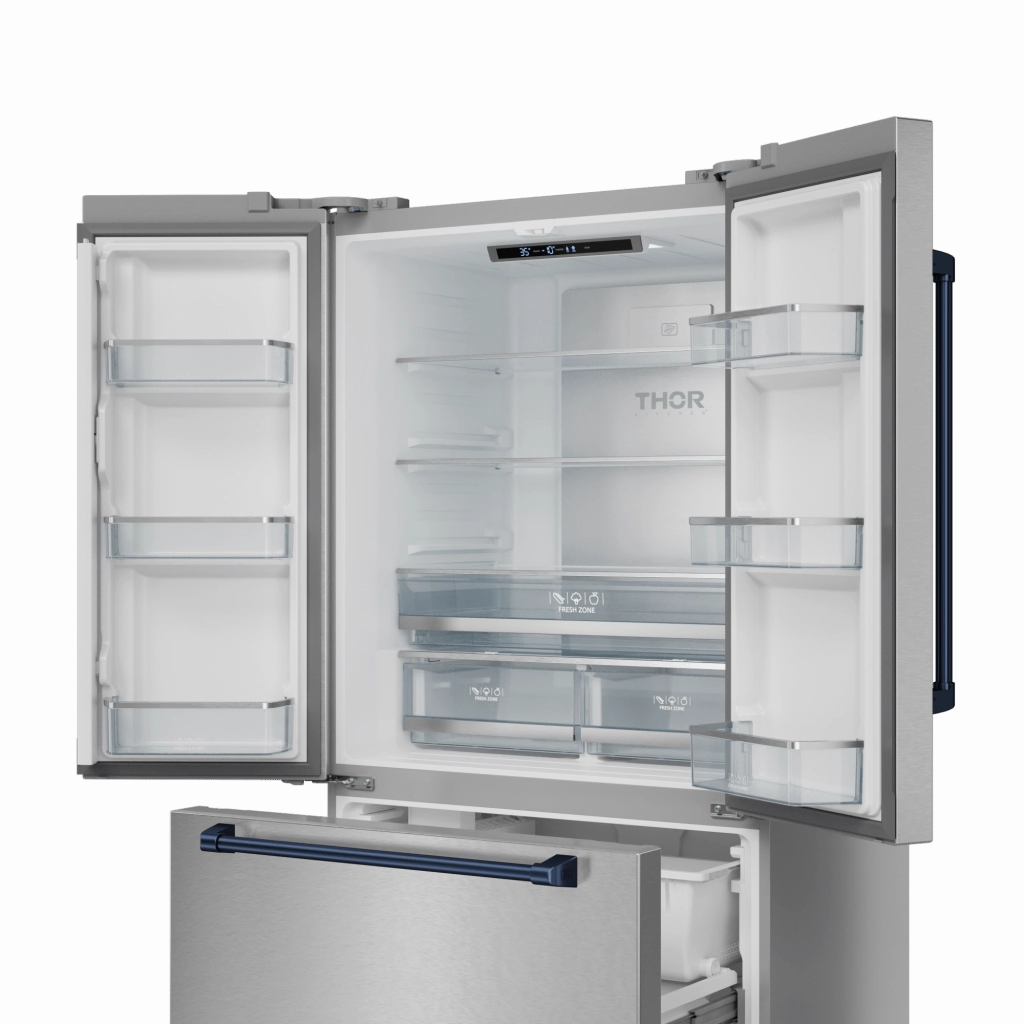 Thor Kitchen RF3621CTD99BLU 36 Inch 20.3 Cu Ft French Door Counter Depth Refrigerator With Ice Maker In Stainless Steel/Navy Blue Gordon Ramsay Series - Rf3621Ctd99-Blu