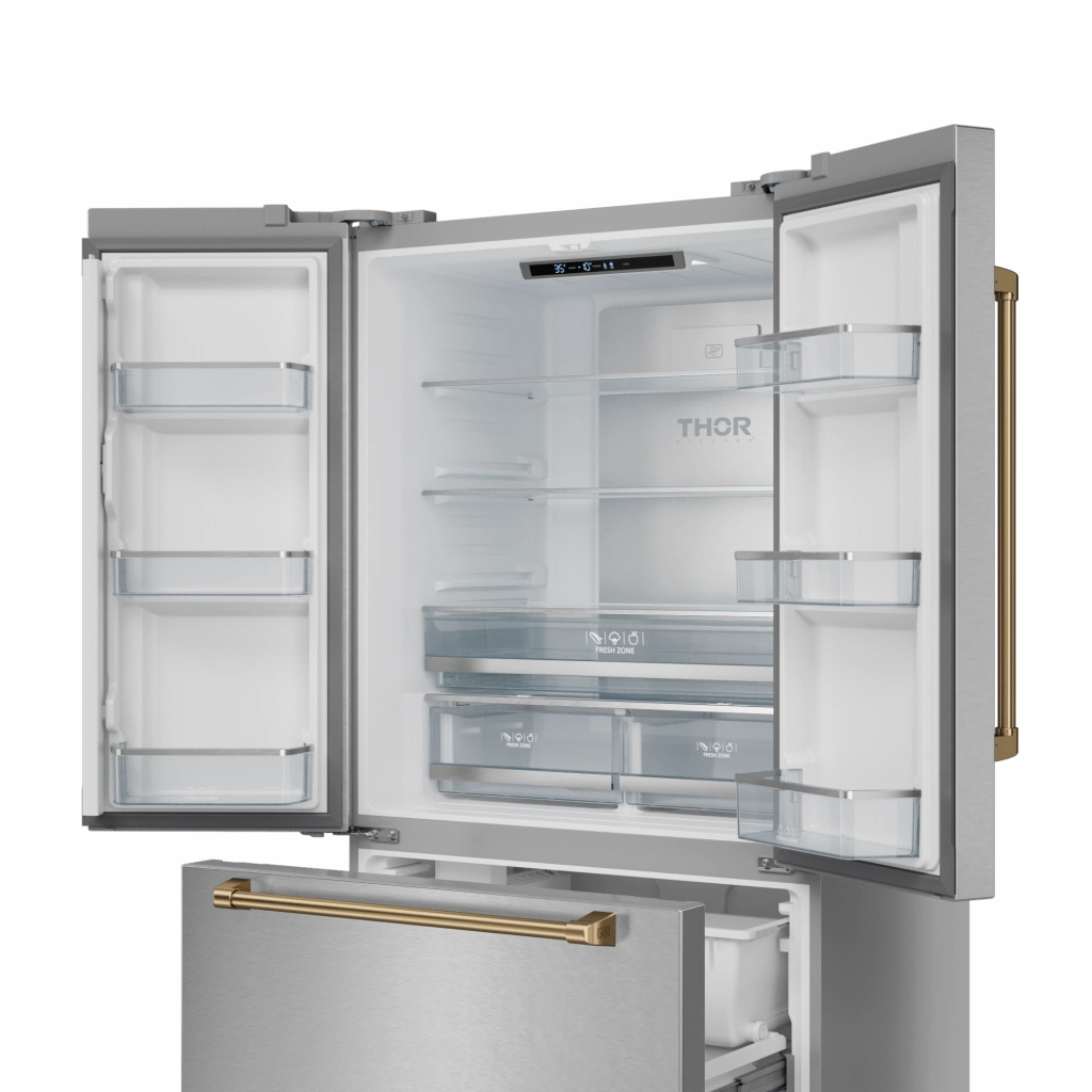 Thor Kitchen RF3621CTD99BRZ 36 Inch 20.3 Cu Ft French Door Counter Depth Refrigerator With Ice Maker In Stainless Steel/Bronze Gordon Ramsay Series - Rf3621Ctd99-Brz