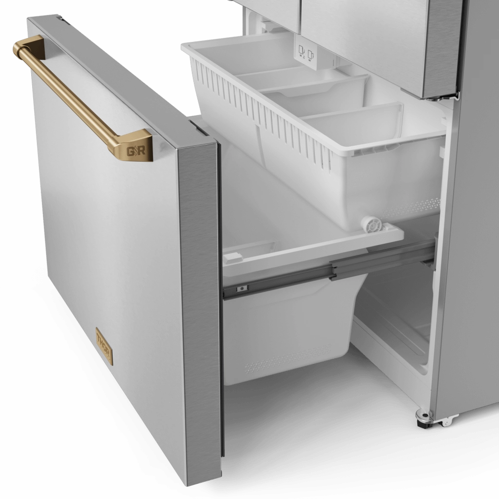 Thor Kitchen RF3621CTD99BRZ 36 Inch 20.3 Cu Ft French Door Counter Depth Refrigerator With Ice Maker In Stainless Steel/Bronze Gordon Ramsay Series - Rf3621Ctd99-Brz