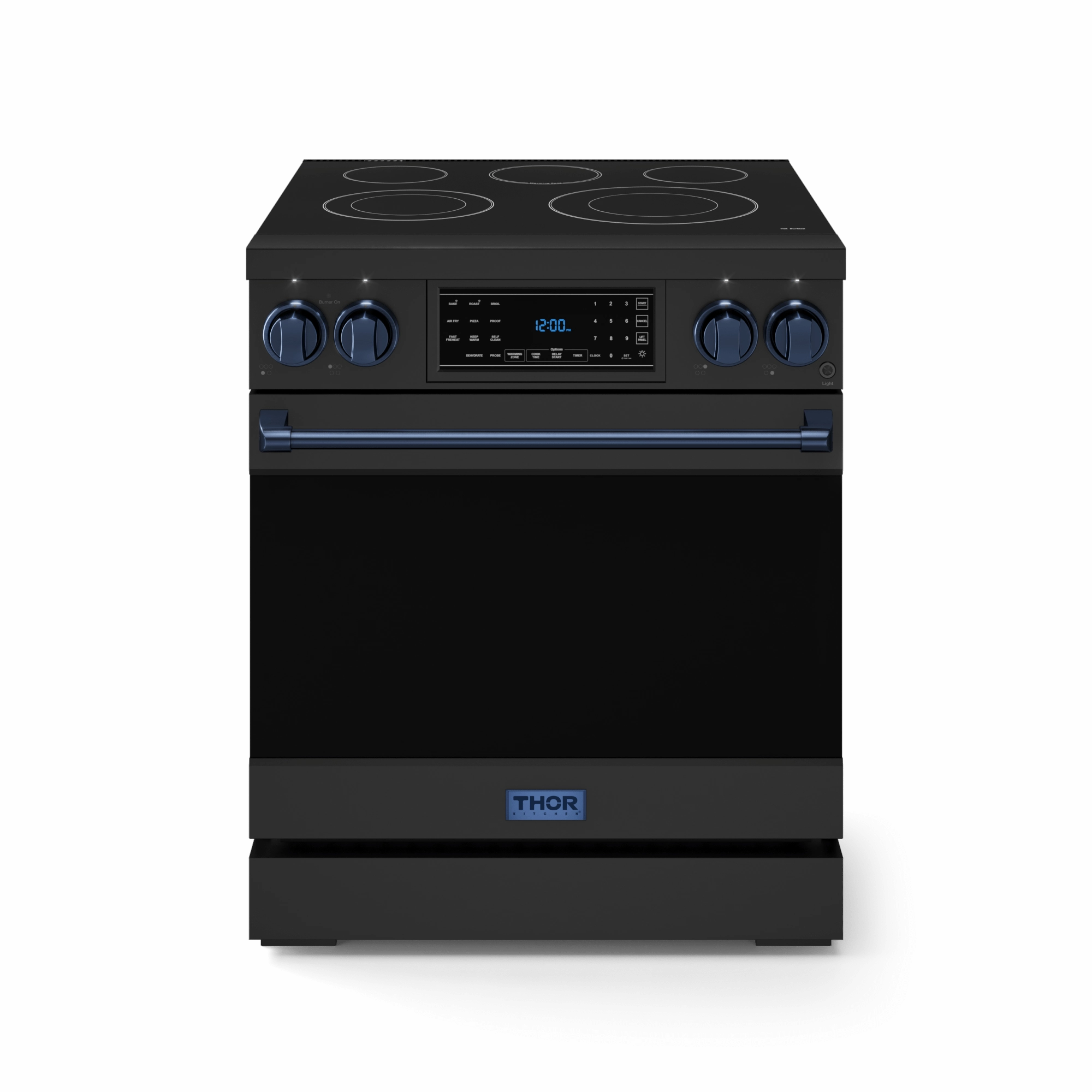 Thor Kitchen RSE30BBLU 30 Inch Professional Electric Range With Tilt Panel Touch Control In Black/Navy Blue Gordon Ramsay Series - Rse30B-Blu Freestanding Ranges freestanding dual fuel range 30 inch