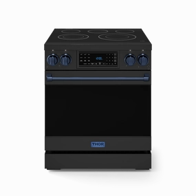 Thor Kitchen RSE30BBLU 30 Inch Professional Electric Range With Tilt Panel Touch Control In Black/Navy Blue Gordon Ramsay Series - Rse30B-Blu Freestanding Ranges freestanding dual fuel range 30 inch