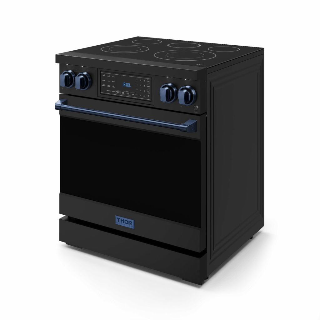 Thor Kitchen RSE30BBLU 30 Inch Professional Electric Range With Tilt Panel Touch Control In Black/Navy Blue Gordon Ramsay Series - Rse30B-Blu