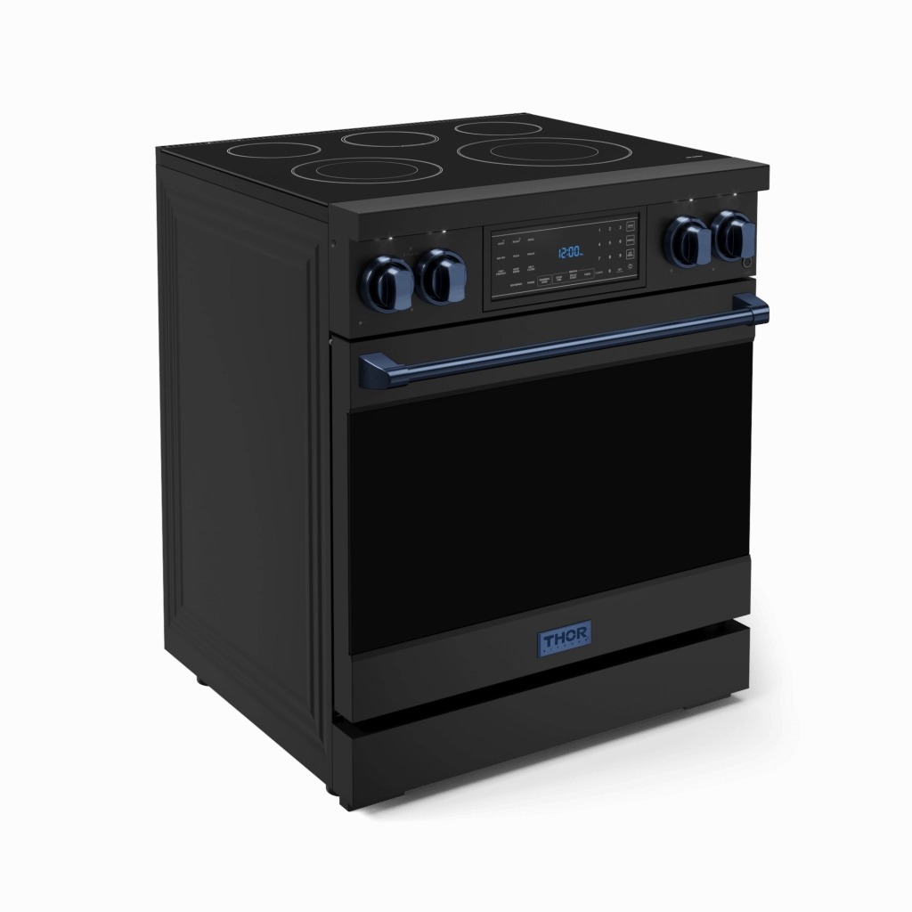 Thor Kitchen RSE30BBLU 30 Inch Professional Electric Range With Tilt Panel Touch Control In Black/Navy Blue Gordon Ramsay Series - Rse30B-Blu