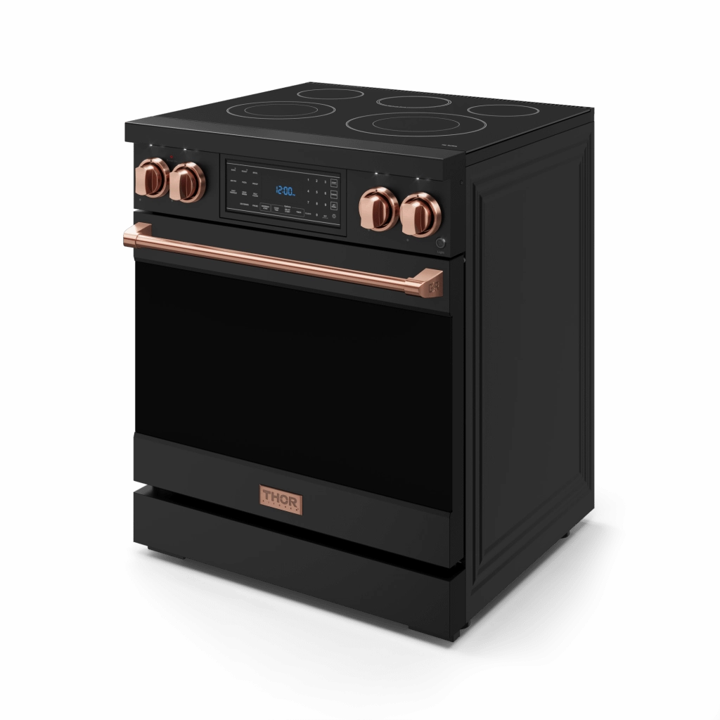 Thor Kitchen RSE30BRSG 30 Inch Professional Electric Range With Tilt Panel Touch Control In Black/Rose Gold Gordon Ramsay Series - Rse30B-Rsg