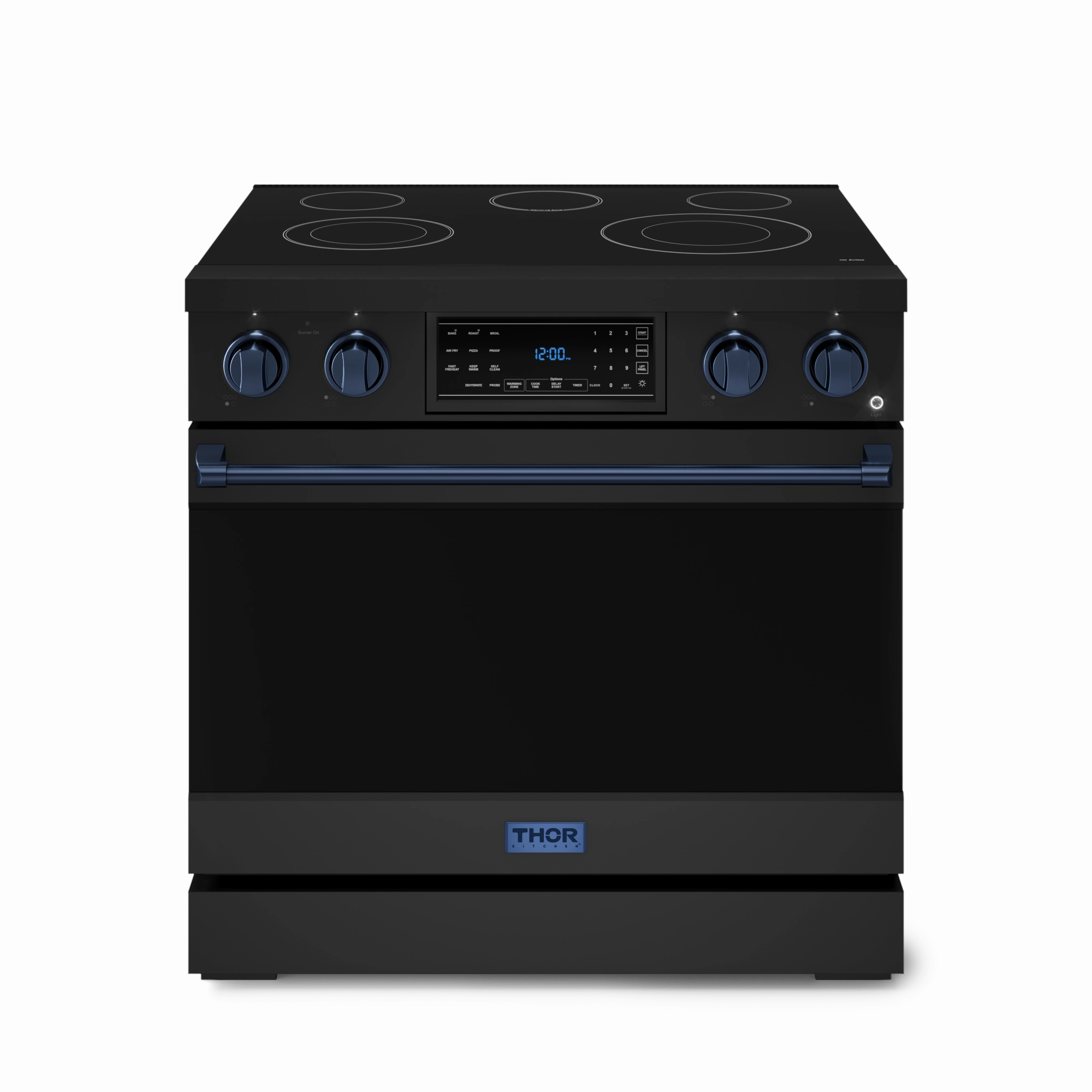 Thor Kitchen RSE36BBLU 36 Inch Professional Electric Range With Tilt Panel Touch Control In Black/Navy Blue Gordon Ramsay Series - Rse36B-Blu Freestanding Ranges freestanding dual fuel range 30 inch
