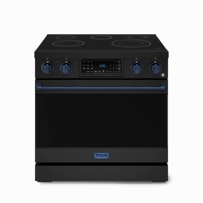 Thor Kitchen RSE36BBLU 36 Inch Professional Electric Range With Tilt Panel Touch Control In Black/Navy Blue Gordon Ramsay Series - Rse36B-Blu Freestanding Ranges freestanding dual fuel range 30 inch