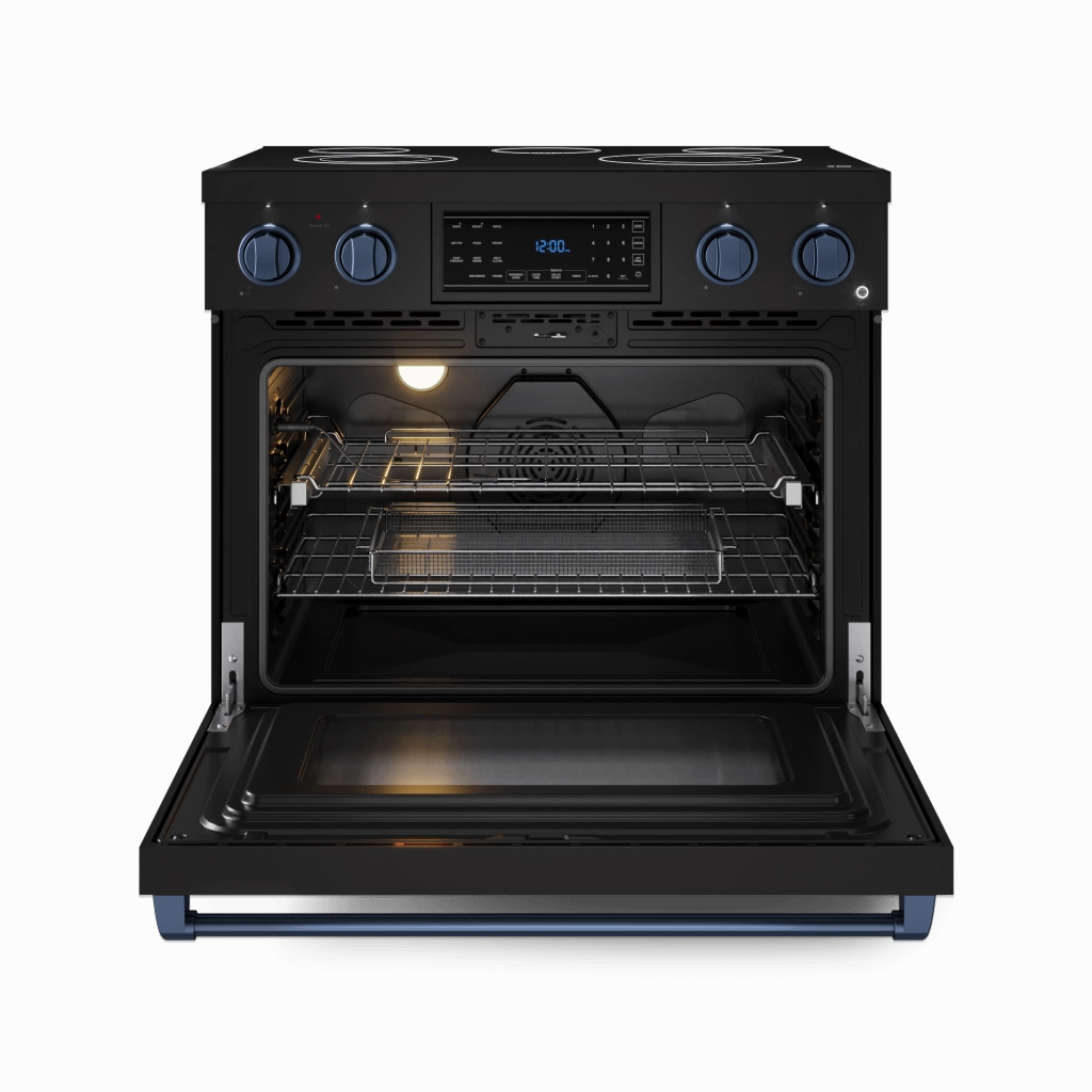 Thor Kitchen RSE36BBLU 36 Inch Professional Electric Range With Tilt Panel Touch Control In Black/Navy Blue Gordon Ramsay Series - Rse36B-Blu