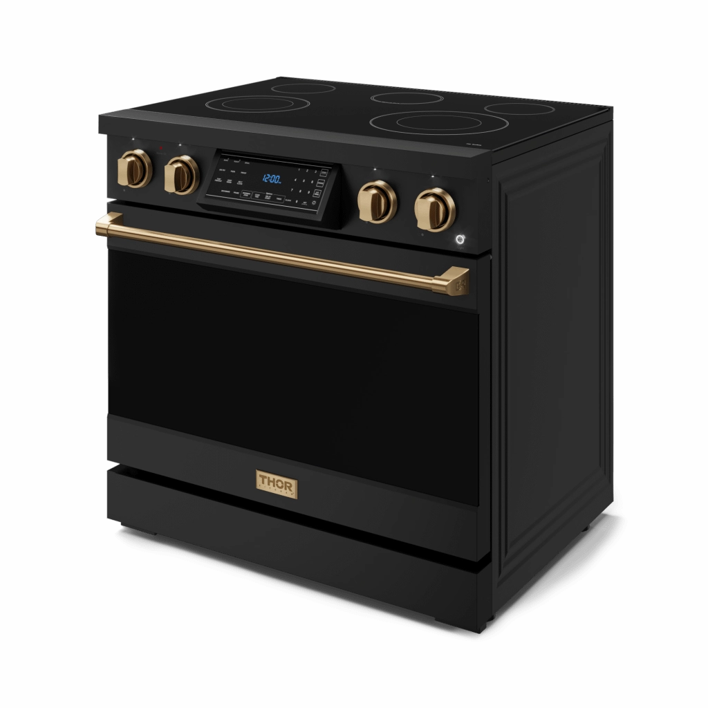 Thor Kitchen RSE36BBRZ 36 Inch Professional Electric Range With Tilt Panel Touch Control In Black/Bronze Gordon Ramsay Series - Rse36B-Brz