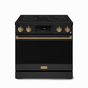 Thor Kitchen RSE36BBRZ 36 Inch Professional Electric Range With Tilt Panel Touch Control In Black/Bronze Gordon Ramsay Series - Rse36B-Brz Freestanding Ranges freestanding dual fuel range 30 inch