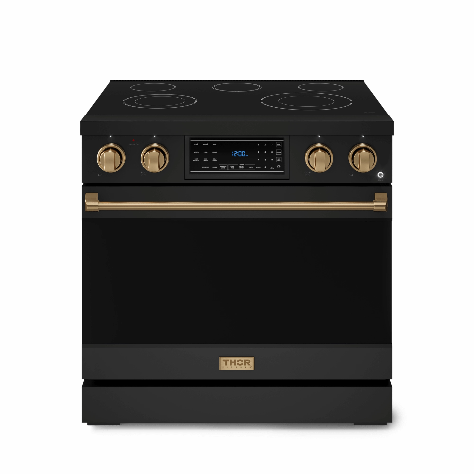 Thor Kitchen RSE36BBRZ 36 Inch Professional Electric Range With Tilt Panel Touch Control In Black/Bronze Gordon Ramsay Series - Rse36B-Brz Freestanding Ranges freestanding dual fuel range 30 inch