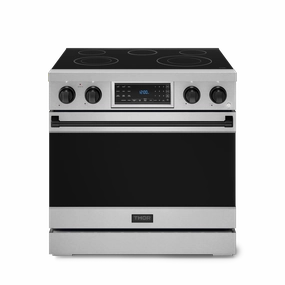 Thor Kitchen RSE36BLK 36 Inch Professional Electric Range With Tilt Panel Touch Control In Stainless Steel/Black Gordon Ramsay Series - Rse36-Blk Freestanding Ranges freestanding dual fuel range 30 inch