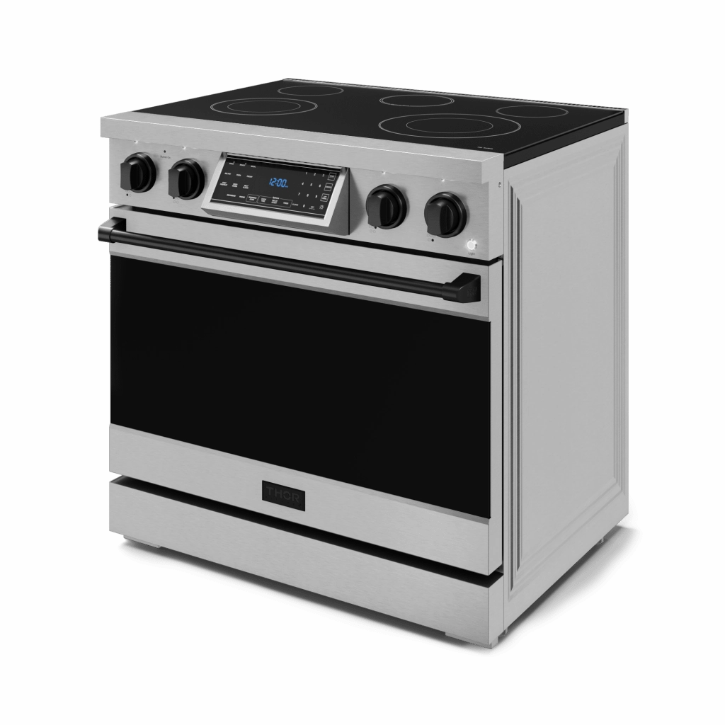 Thor Kitchen RSE36BLK 36 Inch Professional Electric Range With Tilt Panel Touch Control In Stainless Steel/Black Gordon Ramsay Series - Rse36-Blk