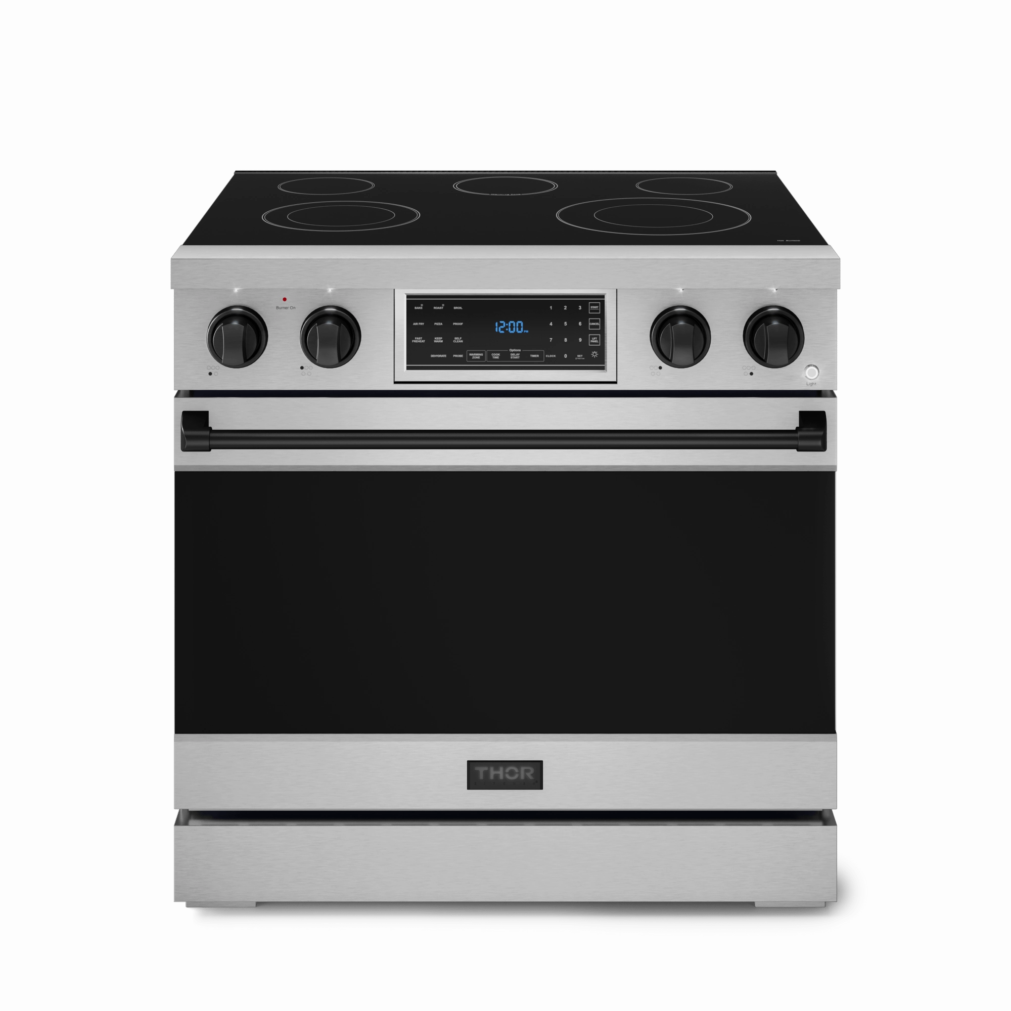Thor Kitchen RSE36BLK 36 Inch Professional Electric Range With Tilt Panel Touch Control In Stainless Steel/Black Gordon Ramsay Series - Rse36-Blk Freestanding Ranges freestanding dual fuel range 30 inch