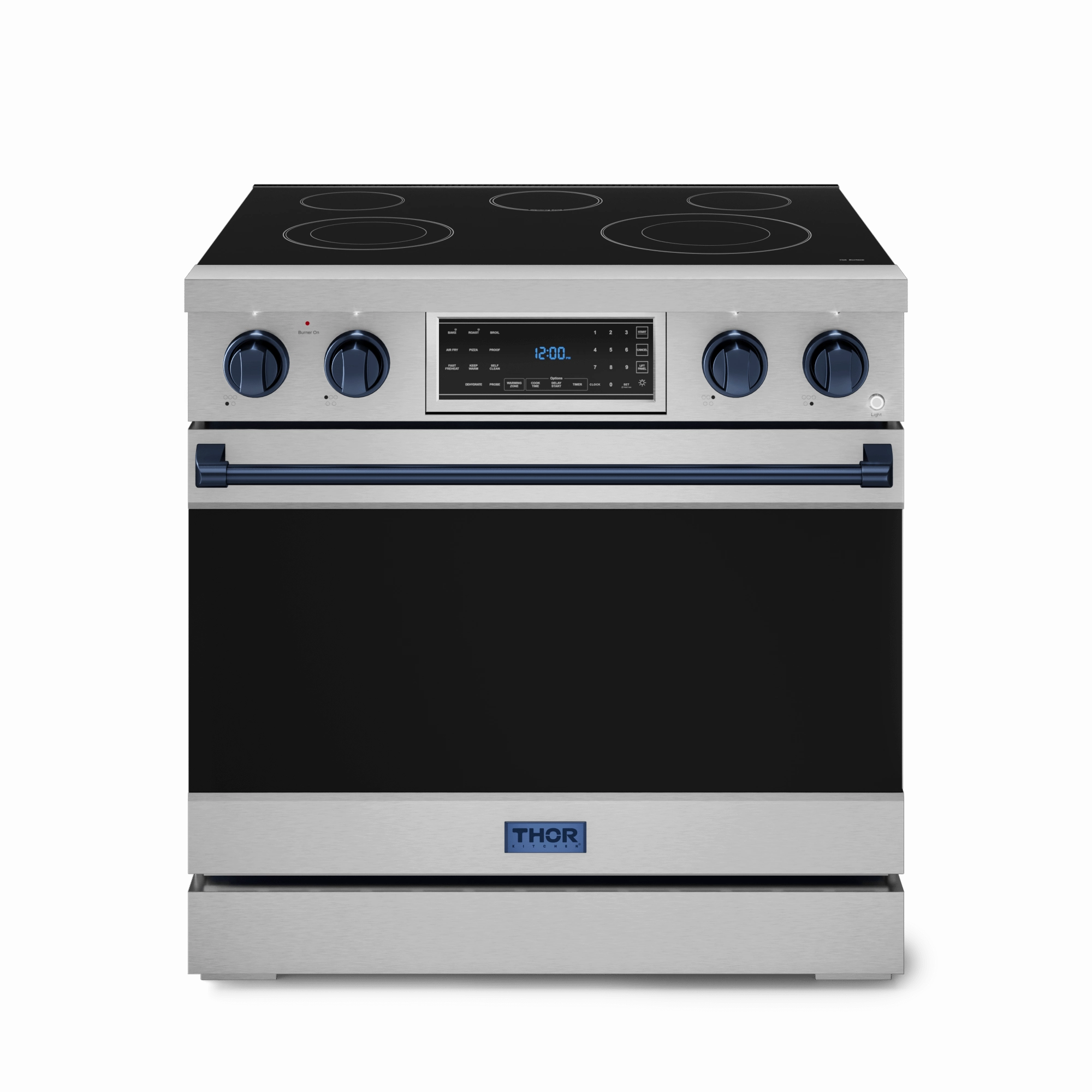 Thor Kitchen RSE36BLU 36 Inch Professional Electric Range With Tilt Panel Touch Control In Stainless Steel/Navy Blue Gordon Ramsay Series - Rse36-Blu Freestanding Ranges freestanding dual fuel range 30 inch