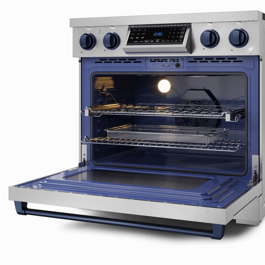 Thor Kitchen RSE36BLU 36 Inch Professional Electric Range With Tilt Panel Touch Control In Stainless Steel/Navy Blue Gordon Ramsay Series - Rse36-Blu