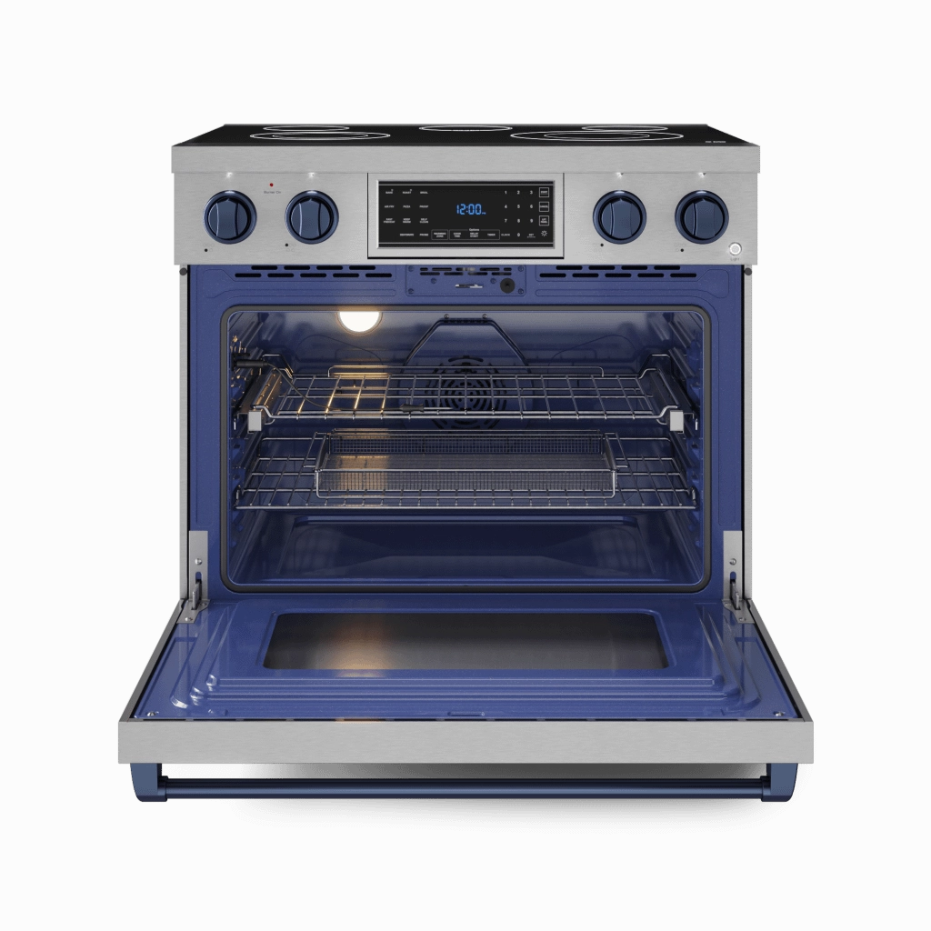 Thor Kitchen RSE36BLU 36 Inch Professional Electric Range With Tilt Panel Touch Control In Stainless Steel/Navy Blue Gordon Ramsay Series - Rse36-Blu