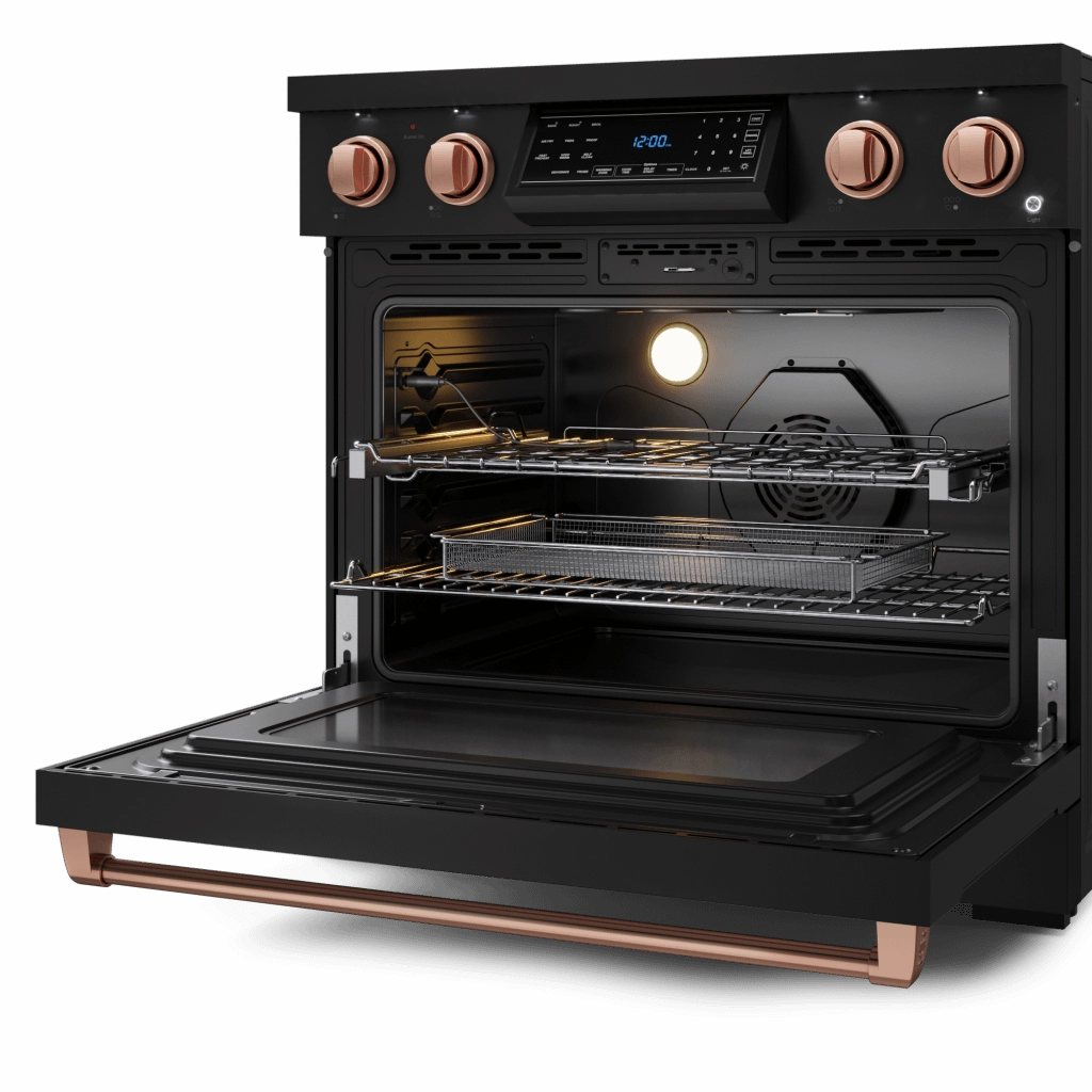 Thor Kitchen RSE36BRSG 36 Inch Professional Electric Range With Tilt Panel Touch Control In Black/Rose Gold Gordon Ramsay Series - Rse36B-Rsg