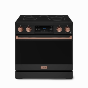 Thor Kitchen RSE36BRSG 36 Inch Professional Electric Range With Tilt Panel Touch Control In Black/Rose Gold Gordon Ramsay Series - Rse36B-Rsg Freestanding Ranges freestanding dual fuel range 30 inch