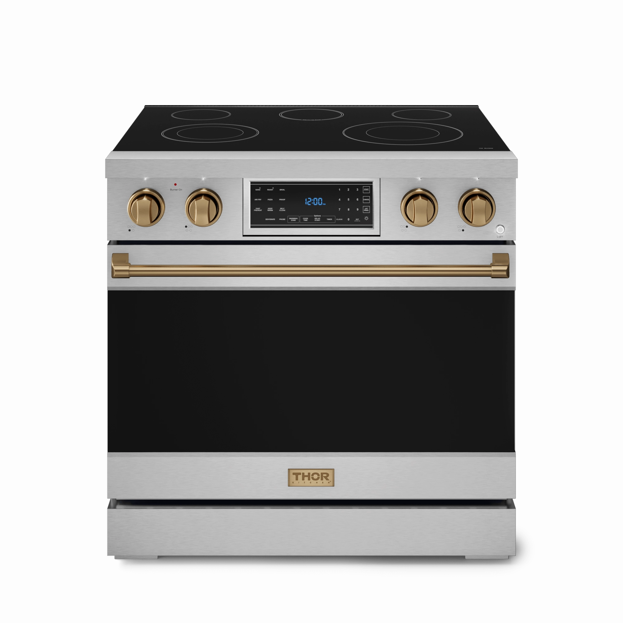 Thor Kitchen RSE36BRZ 36 Inch Professional Electric Range With Tilt Panel Touch Control In Stainless Steel/Bronze Gordon Ramsay Series - Rse36-Brz Freestanding Ranges freestanding dual fuel range 30 inch