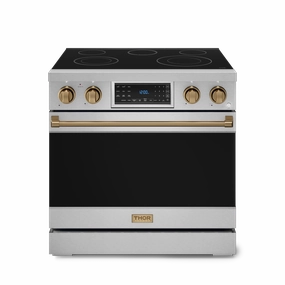 Thor Kitchen RSE36BRZ 36 Inch Professional Electric Range With Tilt Panel Touch Control In Stainless Steel/Bronze Gordon Ramsay Series - Rse36-Brz Freestanding Ranges freestanding dual fuel range 30 inch