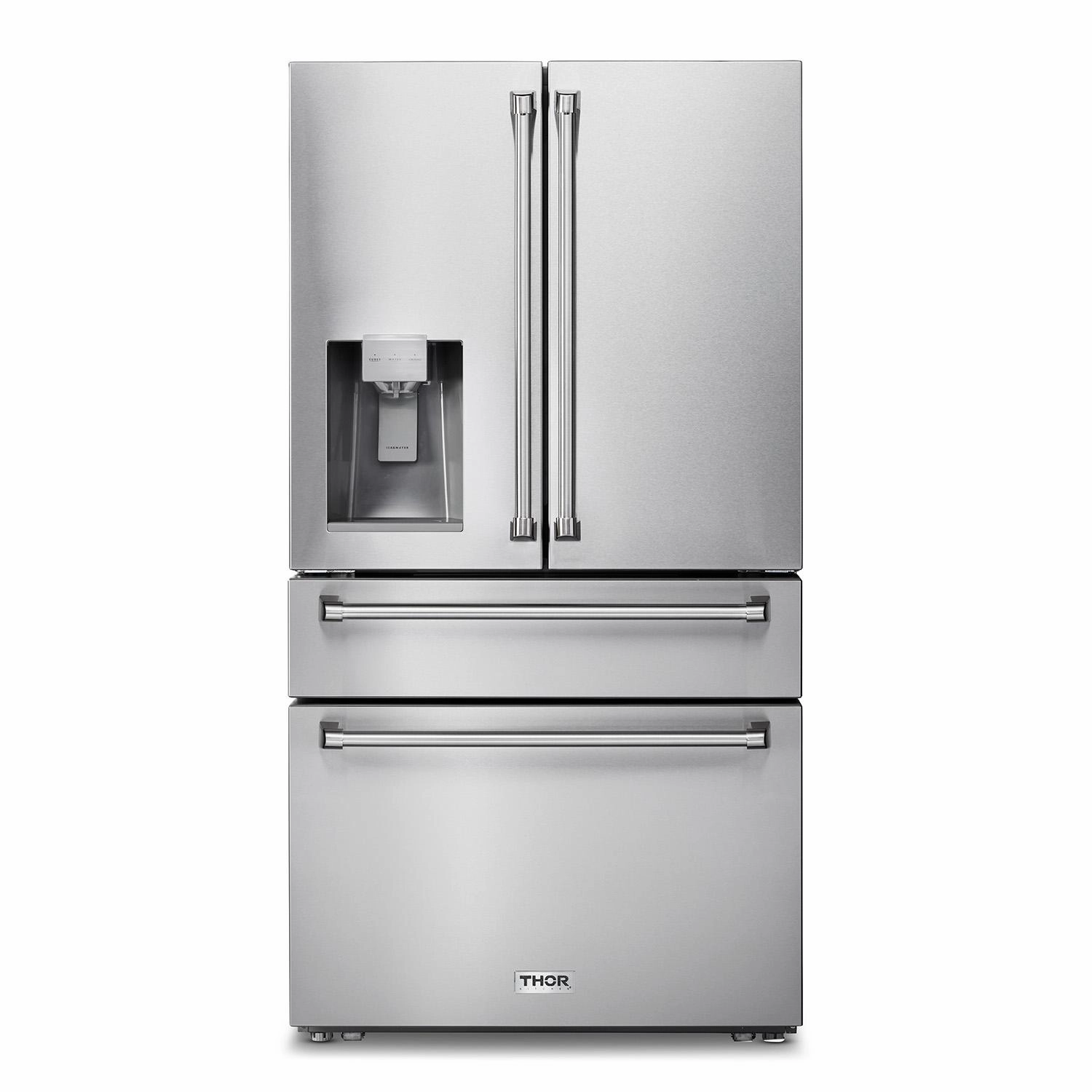 Thor Kitchen TRF3601FD 36 Inch Professional French Door Refrigerator With Ice And Water Dispenser Freestanding Refrigerators freestanding fridge freezer combo
