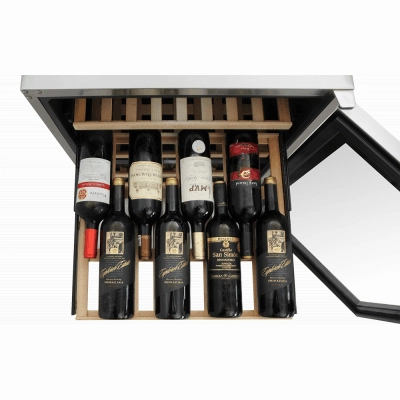 Thor Kitchen TWC2401DO Thor Kitchen 24In. 46-Bottles Indoor/Outdoor Independent Dual Zone Wine Cooler In 304 Stainless Steel With Full Extension Smooth-Glide Wine Racks And Electronic Touch Control