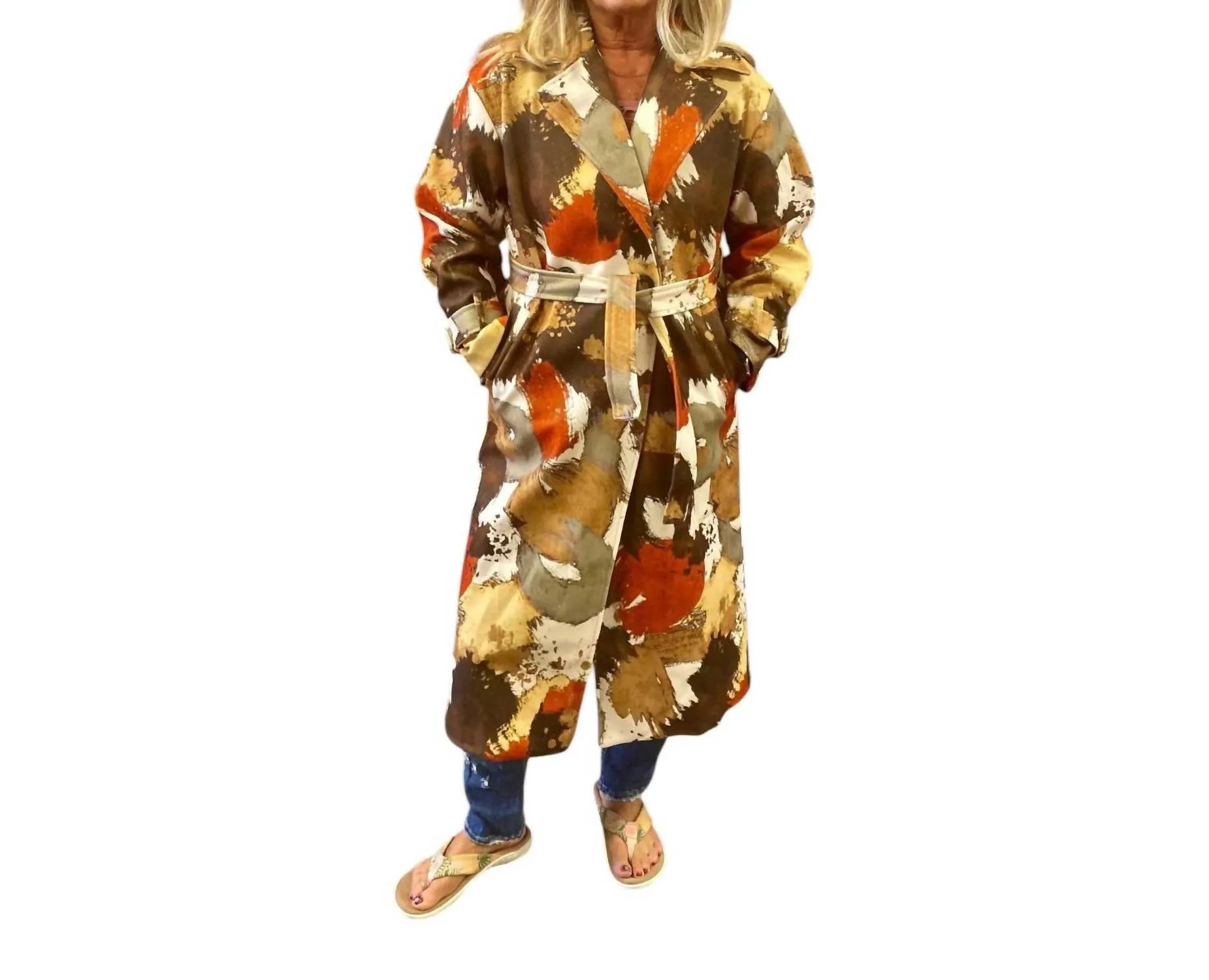 Tie Closure Jacket In Multicolor