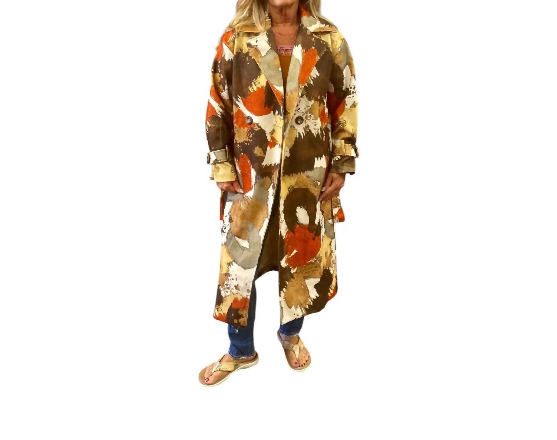 Tie Closure Jacket In Multicolor