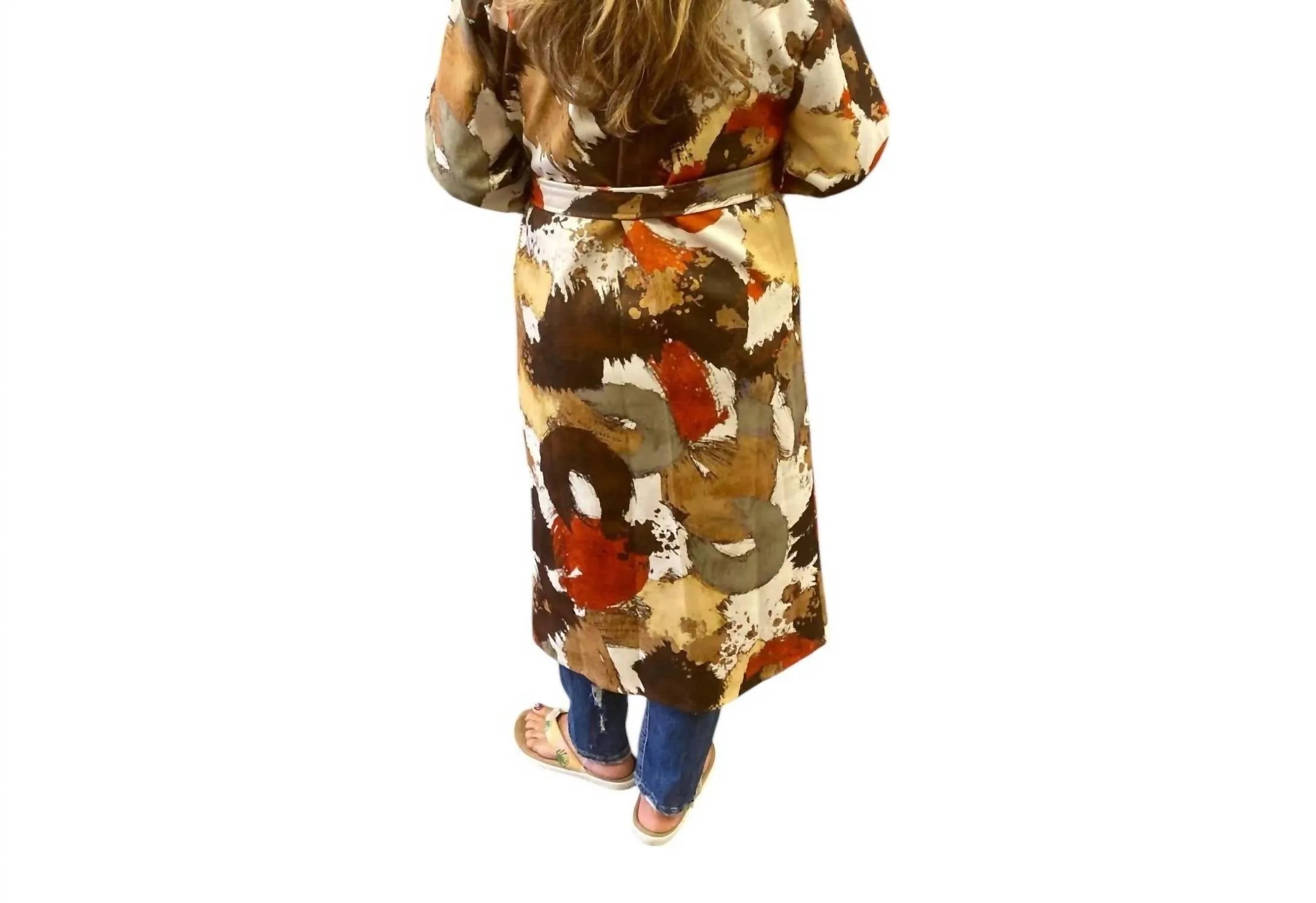Tie Closure Jacket In Multicolor