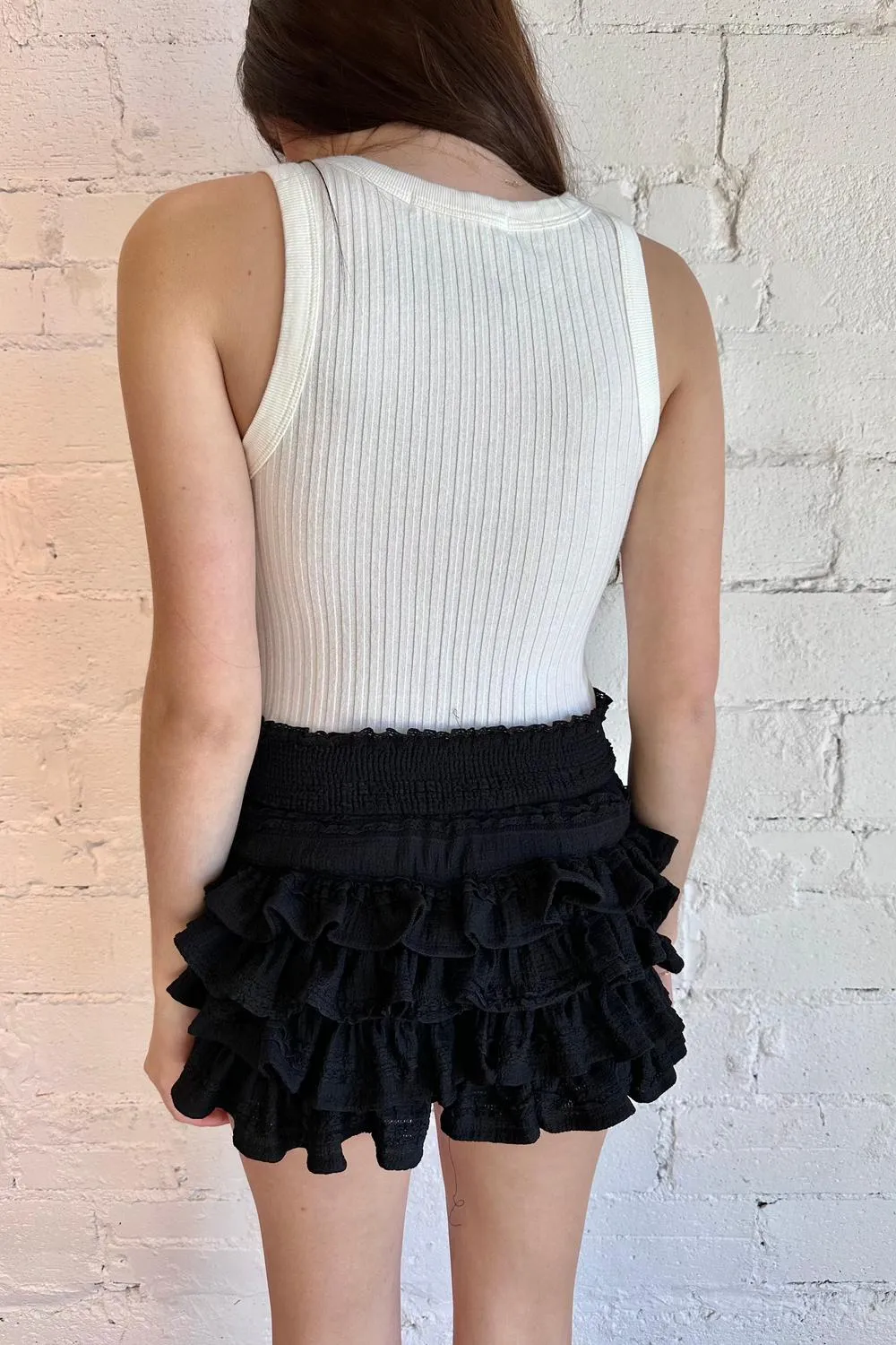 Tiered Ruffle Skort In Black