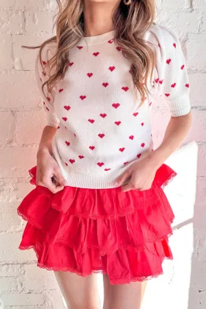 Top Tier Ruffle Skorts In Red