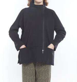 Tracery Mock Neck Jacket In Black