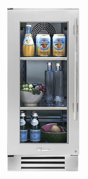 True Residential TUR15LSGC 15 Inch Stainless Glass Door Left Hinge Undercounter Refrigerator Undercounter Refrigerators 24 inch undercounter fridge for kitchen