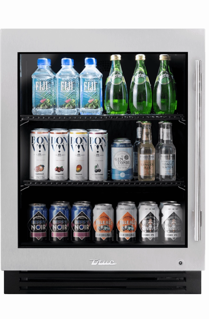 True Residential TURADA24LGAS 24 Inch Stainless Glass Door Left Hinge Ada Height Undercounter Refrigerator Undercounter Refrigerators 24 inch undercounter fridge for kitchen